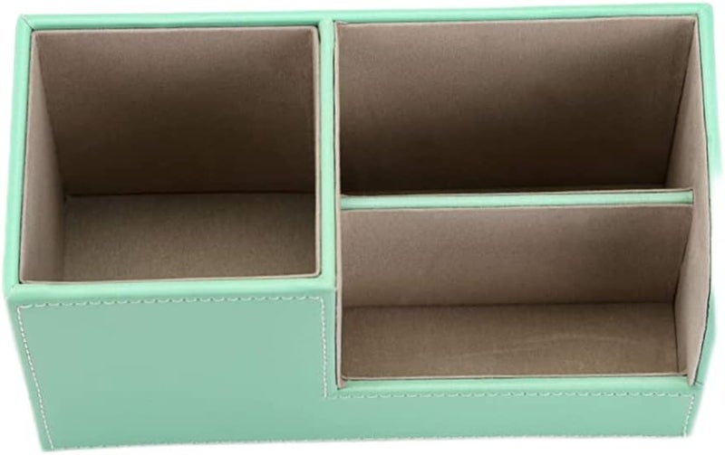 woobles Small Desk Organizer, Pencil Cases, PU Leather Desk Pen Pencil Holder, Multi-functional Desktop Organizer Storage Box for Office Shcool (Green) - Image 1